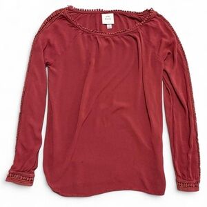 Knox Rose Burgundy Rayon Long Sleeve Blouse – XS